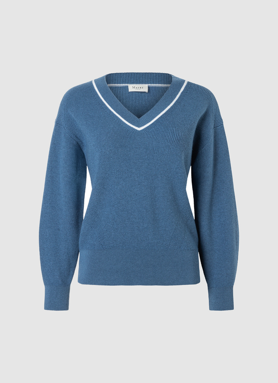Pullover V-Ausschnitt 1/1 Arm Blue Horizon Frontansicht