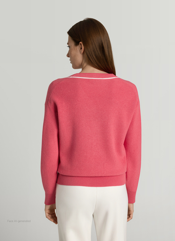 Pullover V-Ausschnitt 1/1 Arm Desert Rose Frontansicht