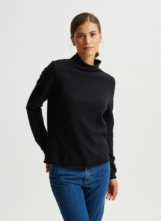 Pullover Stehkragen 1/1 Arm Black Frontansicht