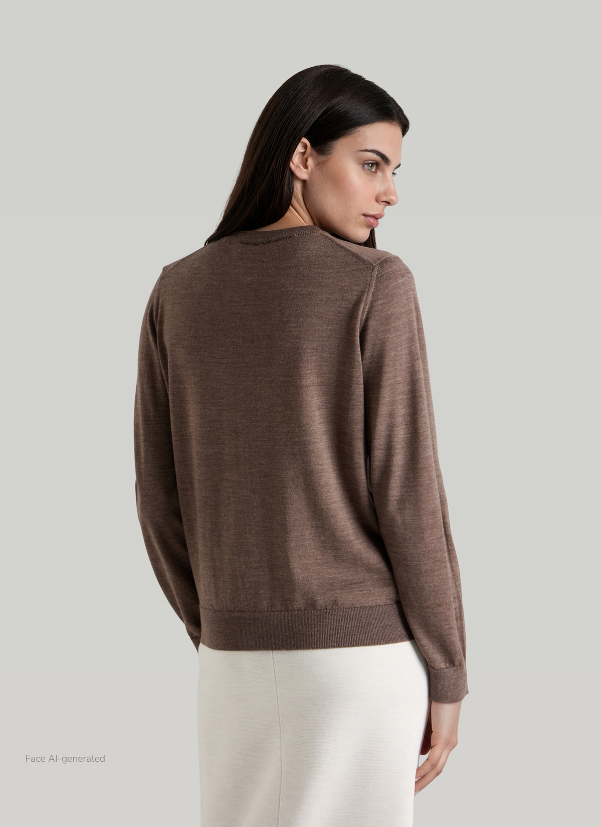 Pullover Rundhals 1/1 Arm, Brownie Rückansicht