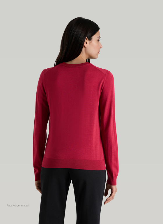 Pullover Rundhals 1/1 Arm Peony Red Frontansicht