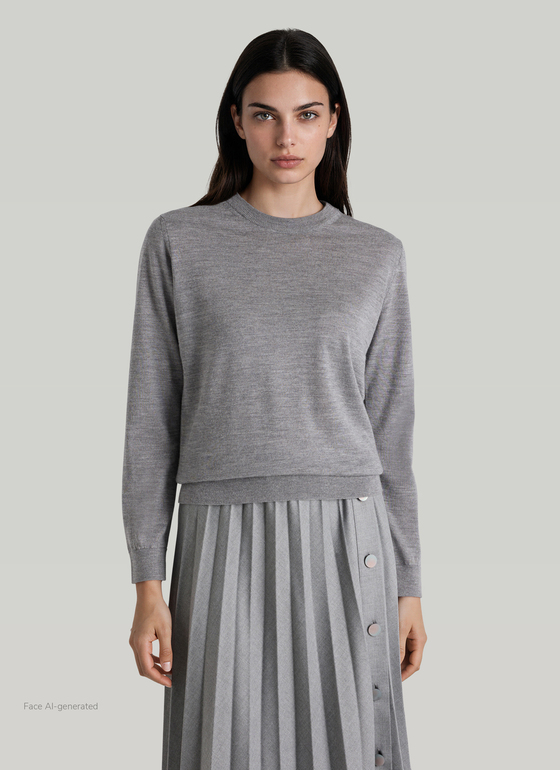 Pullover Rundhals 1/1 Arm Shark Skin Frontansicht