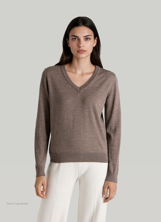 Pullover V-Ausschnitt 1/1 Arm Brownie Frontansicht