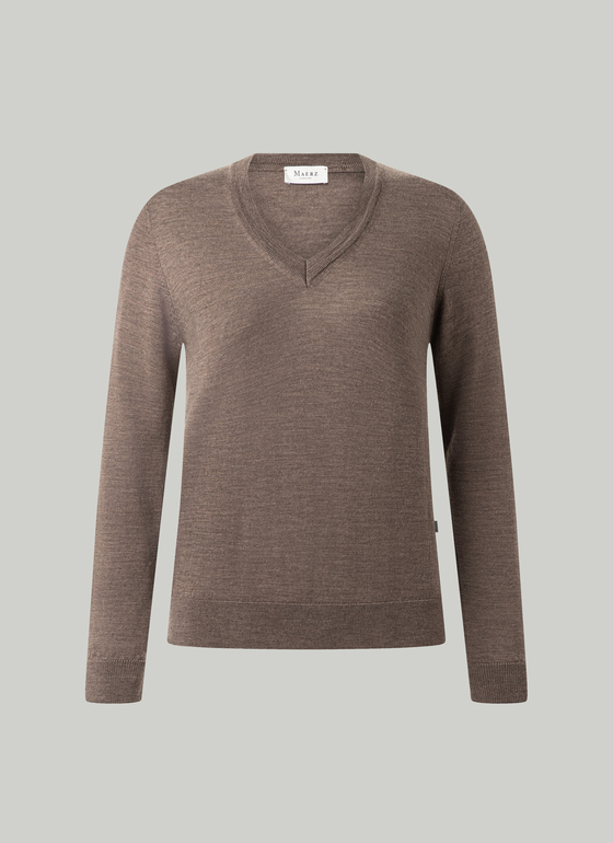 Pullover V-Ausschnitt 1/1 Arm Brownie Frontansicht