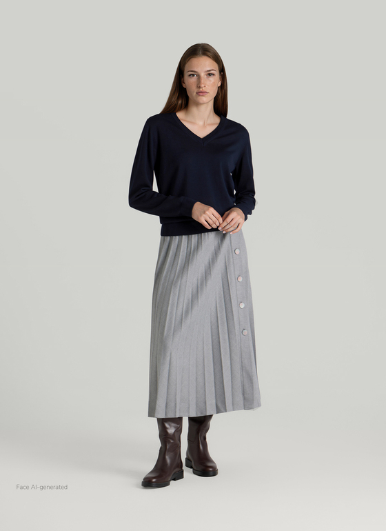 Pullover V-Ausschnitt 1/1 Arm Navy Frontansicht