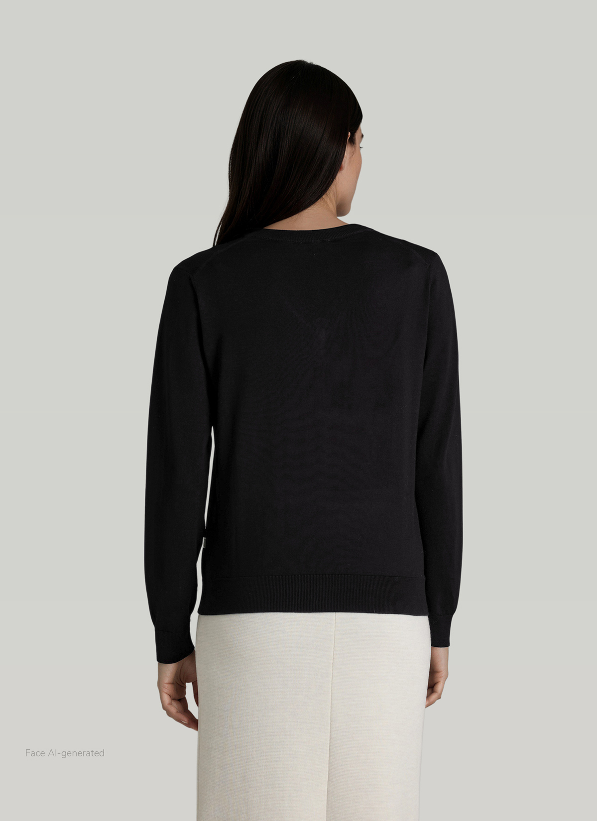 Pullover V-Ausschnitt 1/1 Arm, Black Rückansicht