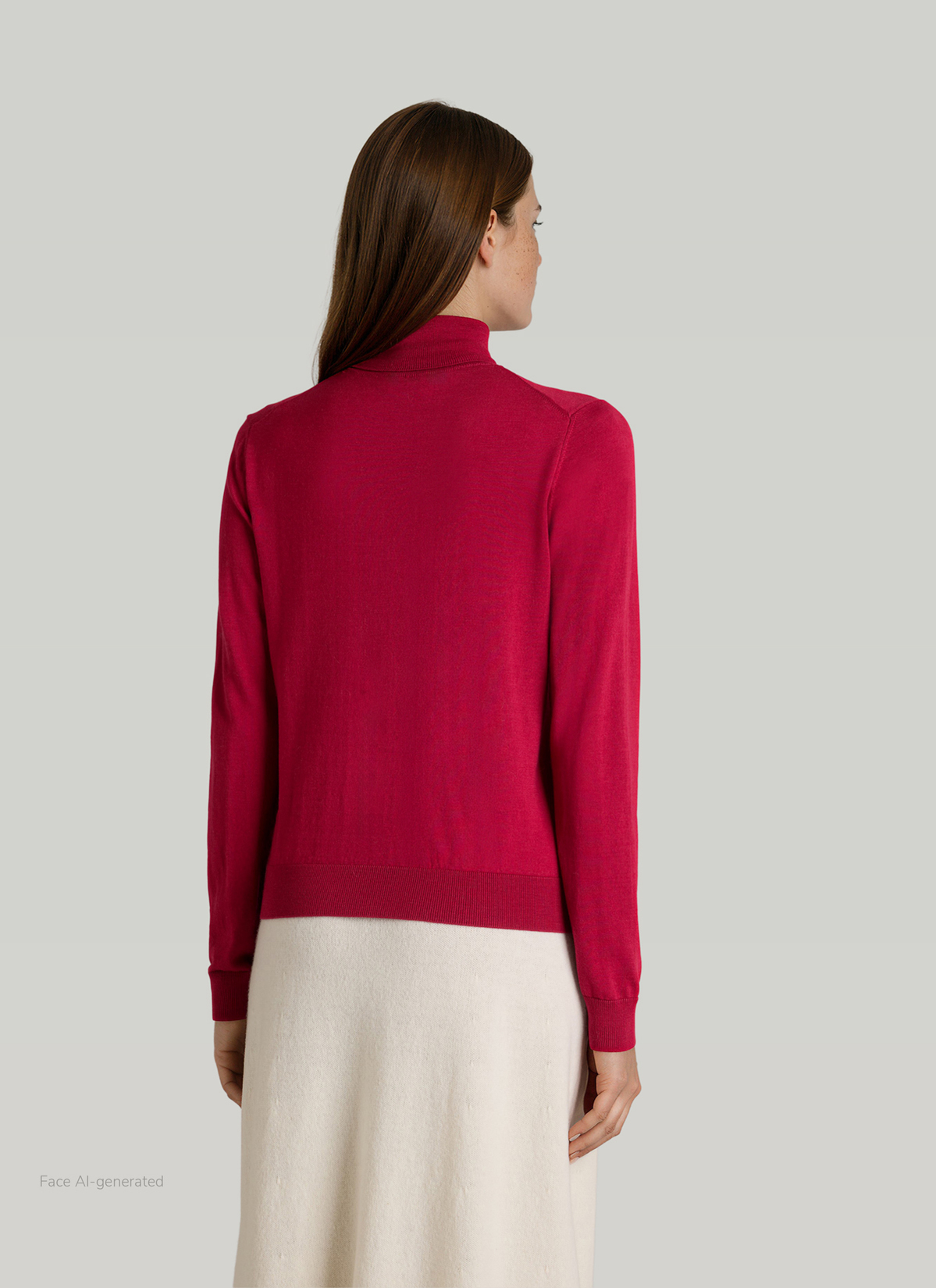 Pullover Rundhals 1/1 Arm, Peony Red Rückansicht