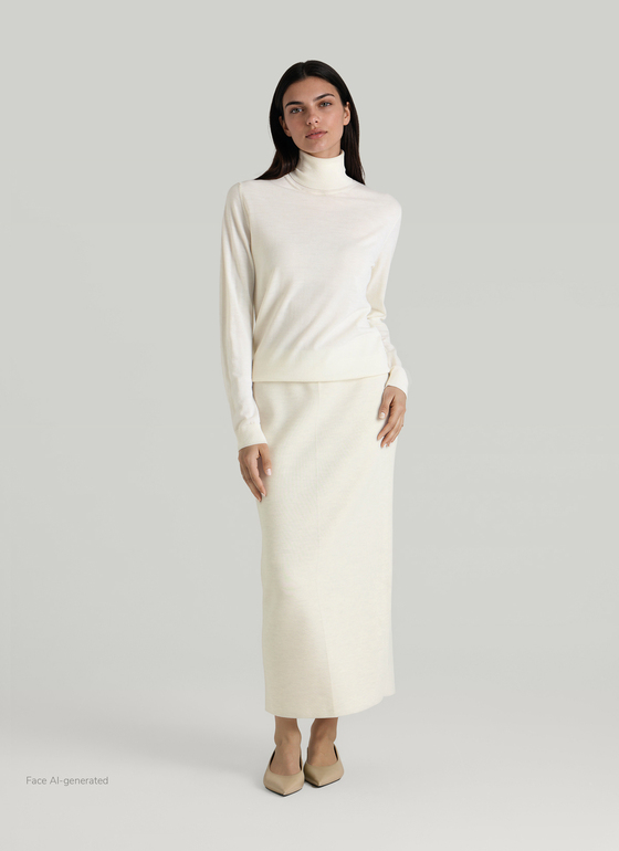 Pullover Rundhals 1/1 Arm New White Frontansicht