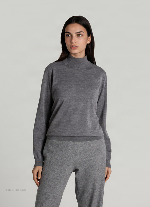 Pullover Rundhals 1/1 Arm, Shark Skin Frontansicht