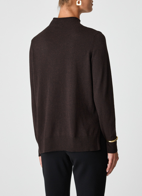 Pullover Stehkragen 1/1 Arm Dark Espresso Frontansicht