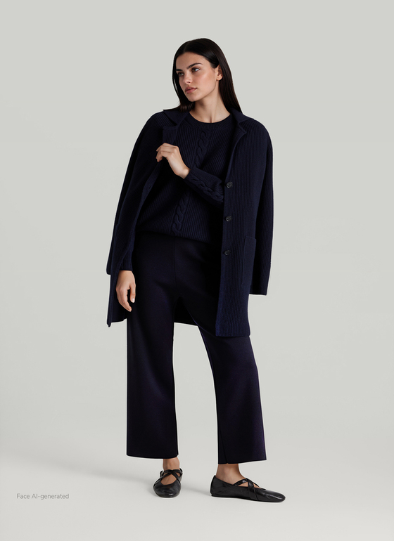 Pullover Rundhals 1/1 Arm Navy Frontansicht