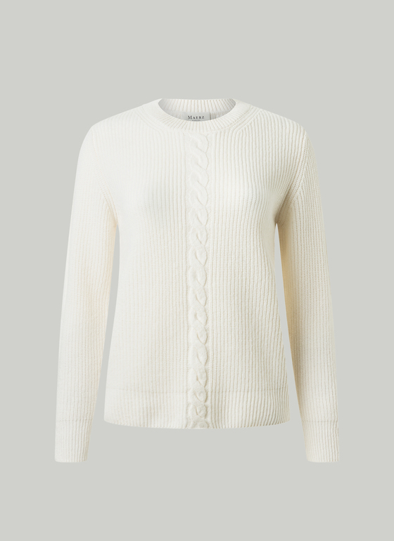 Pullover Rundhals 1/1 Arm New White Frontansicht