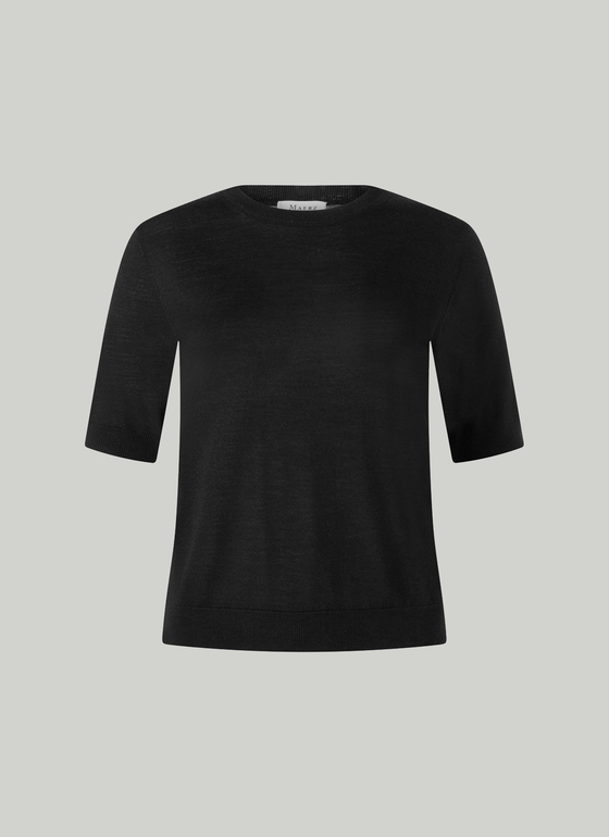 Pullover Rundhals 1/1 Arm Black Frontansicht