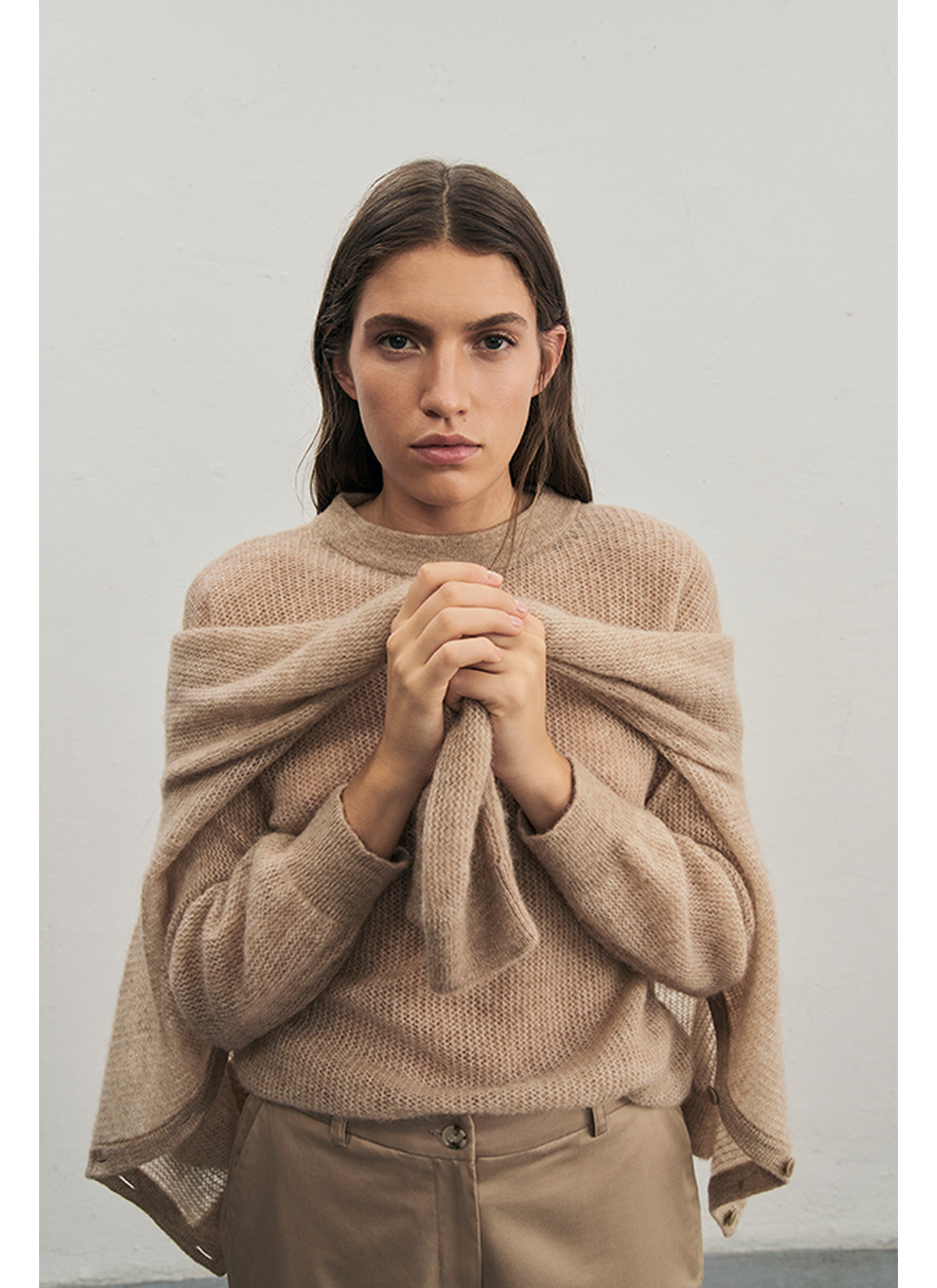 Pullover Rundhals 1/1 Arm, Sesame Frontansicht
