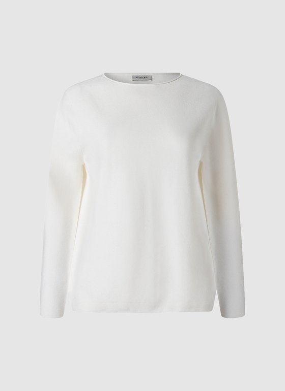 Pullover Rundhals 1/1 Arm New White Frontansicht