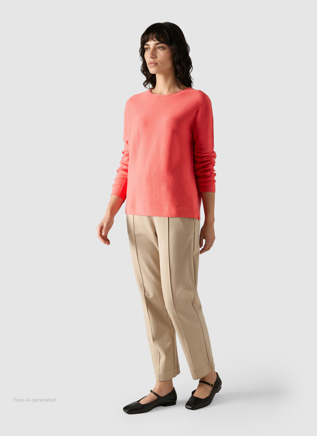 Pullover Rundhals 1/1 Arm, Flamingo Detailansicht 2