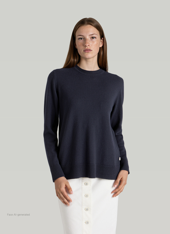 Pullover Rundhals 1/1 Arm Navy Frontansicht