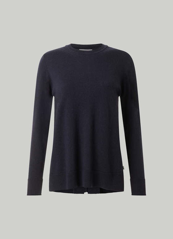 Pullover Rundhals 1/1 Arm Navy Frontansicht