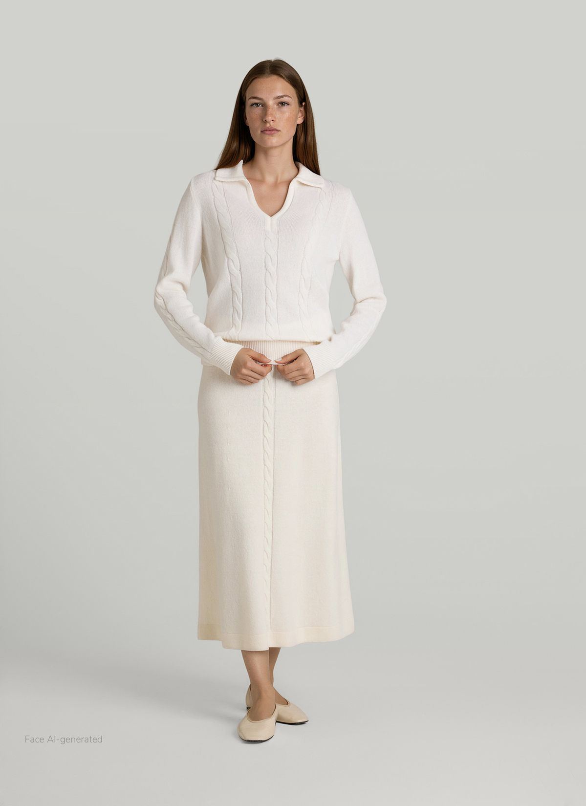 Pullover Polokragen 1/1 Arm, New White Detailansicht 2