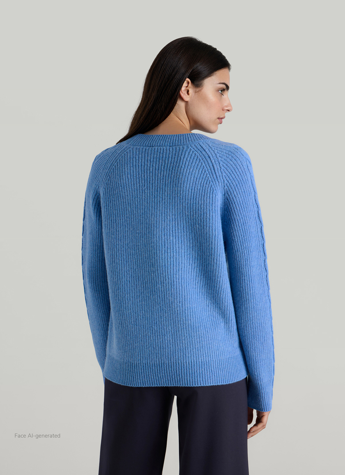 Pullover Rundhals, Dutch Blue Rückansicht