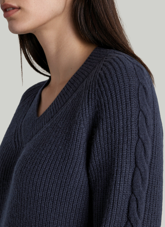 Pullover Rundhals Navy Frontansicht