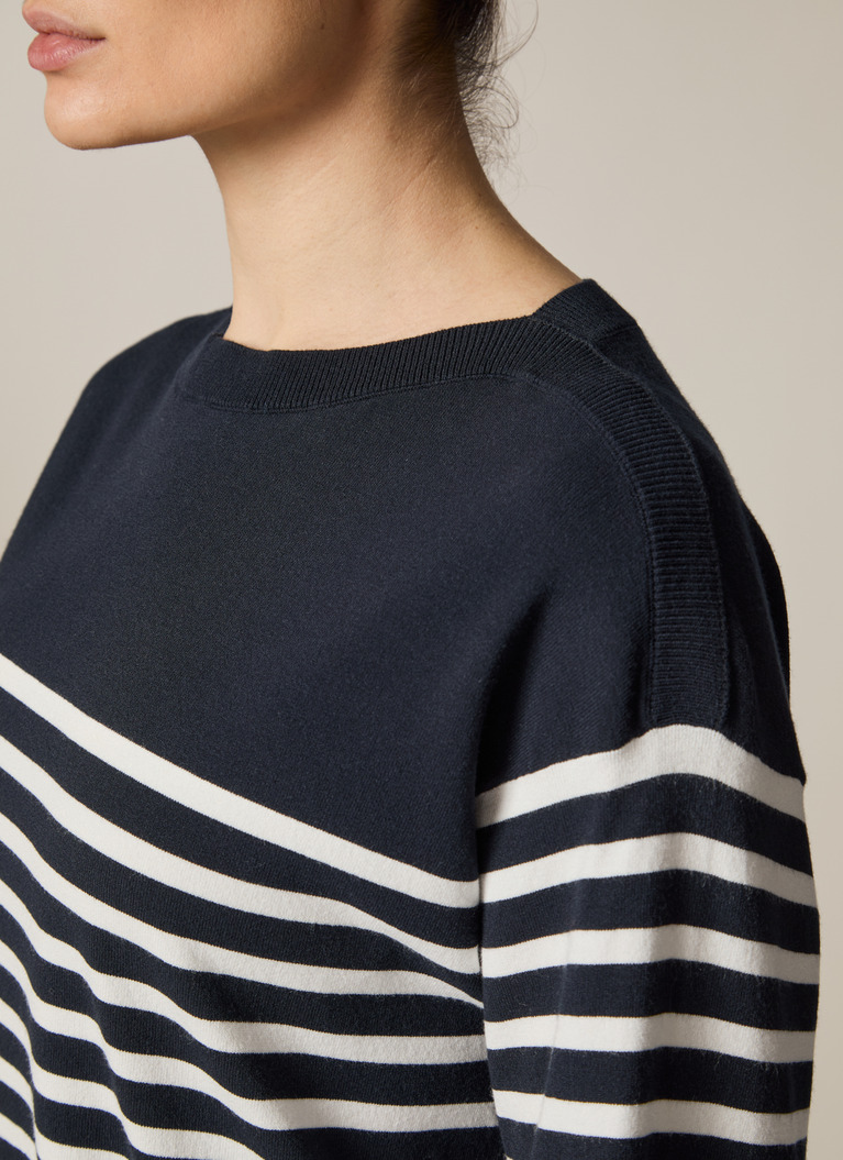 Pullover Rundhals 1/1 Arm, Navy Detailansicht 1