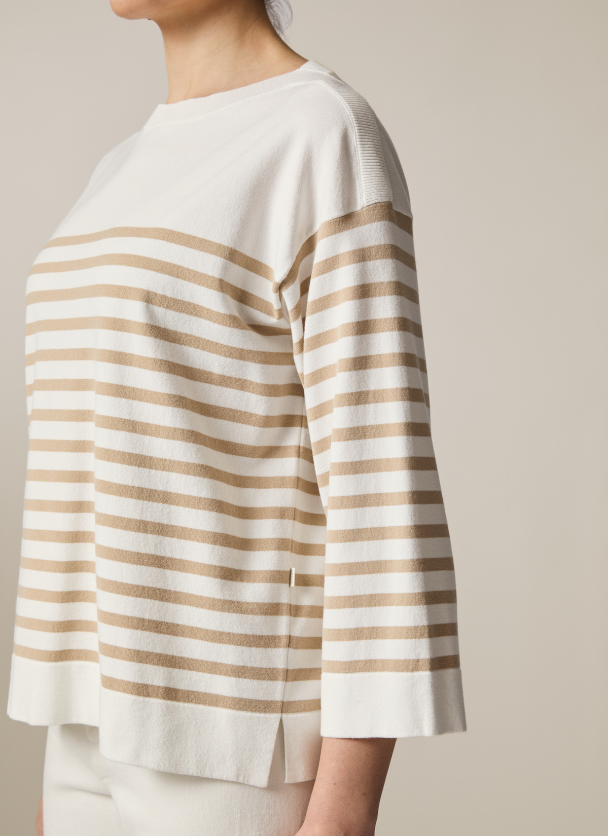 Pullover Rundhals 1/1 Arm, Off White Detailansicht 2
