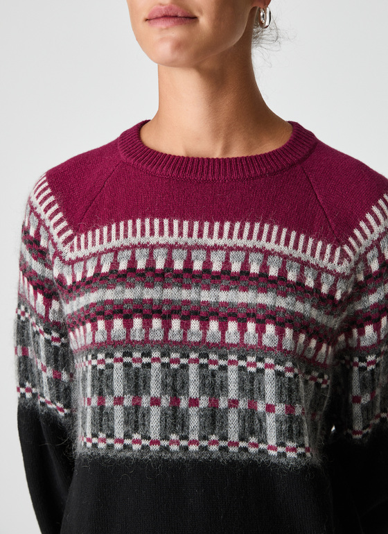 Pullover Rundhals 1/1 Arm Bordeaux Frontansicht