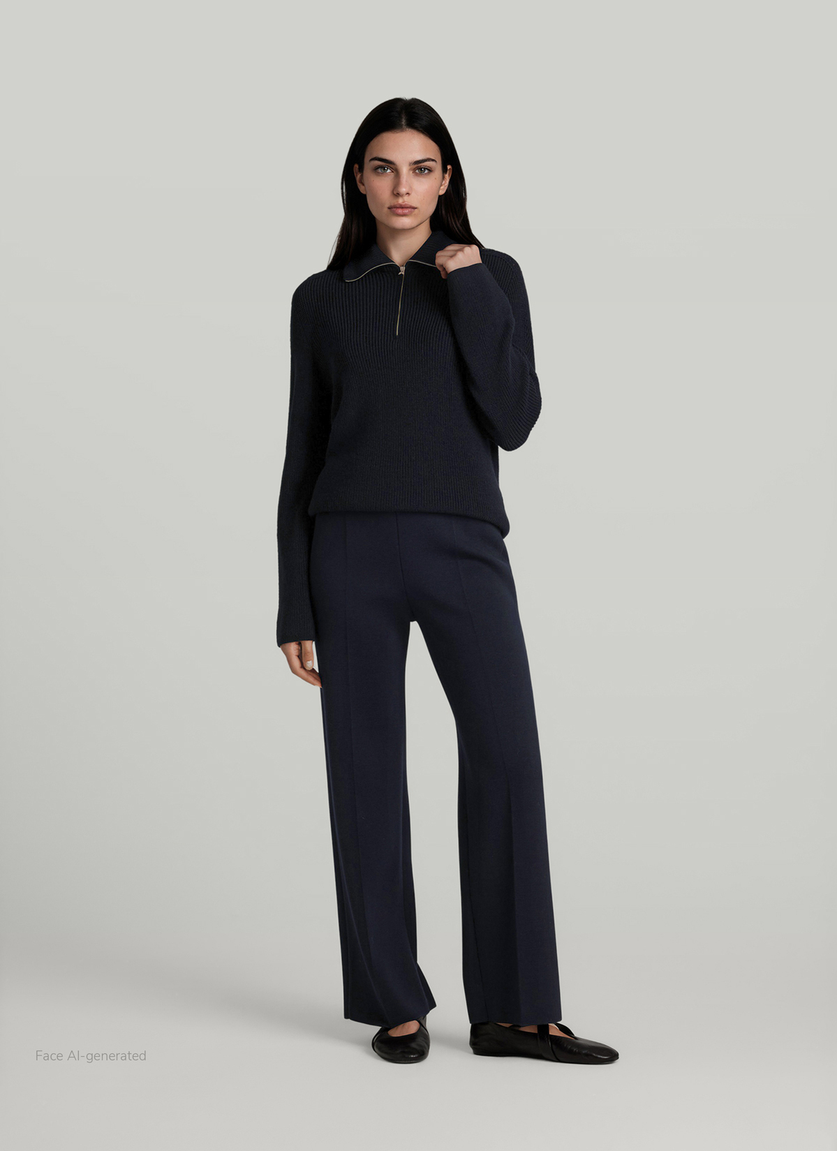 Pullover Troyer 1/1 Arm, Navy Detailansicht 2
