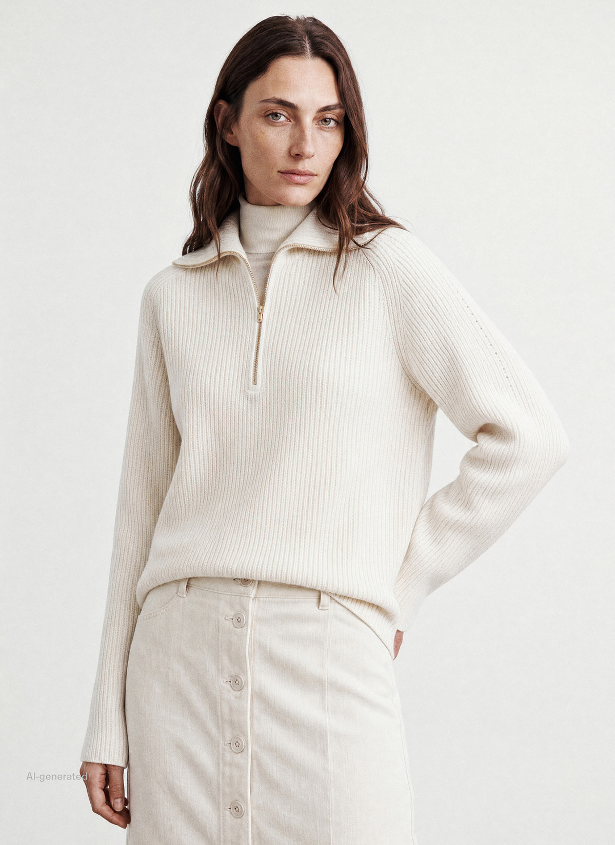Pullover Troyer 1/1 Arm, New White Frontansicht