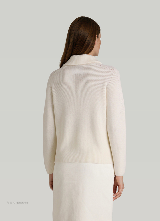 Pullover Troyer 1/1 Arm New White Frontansicht