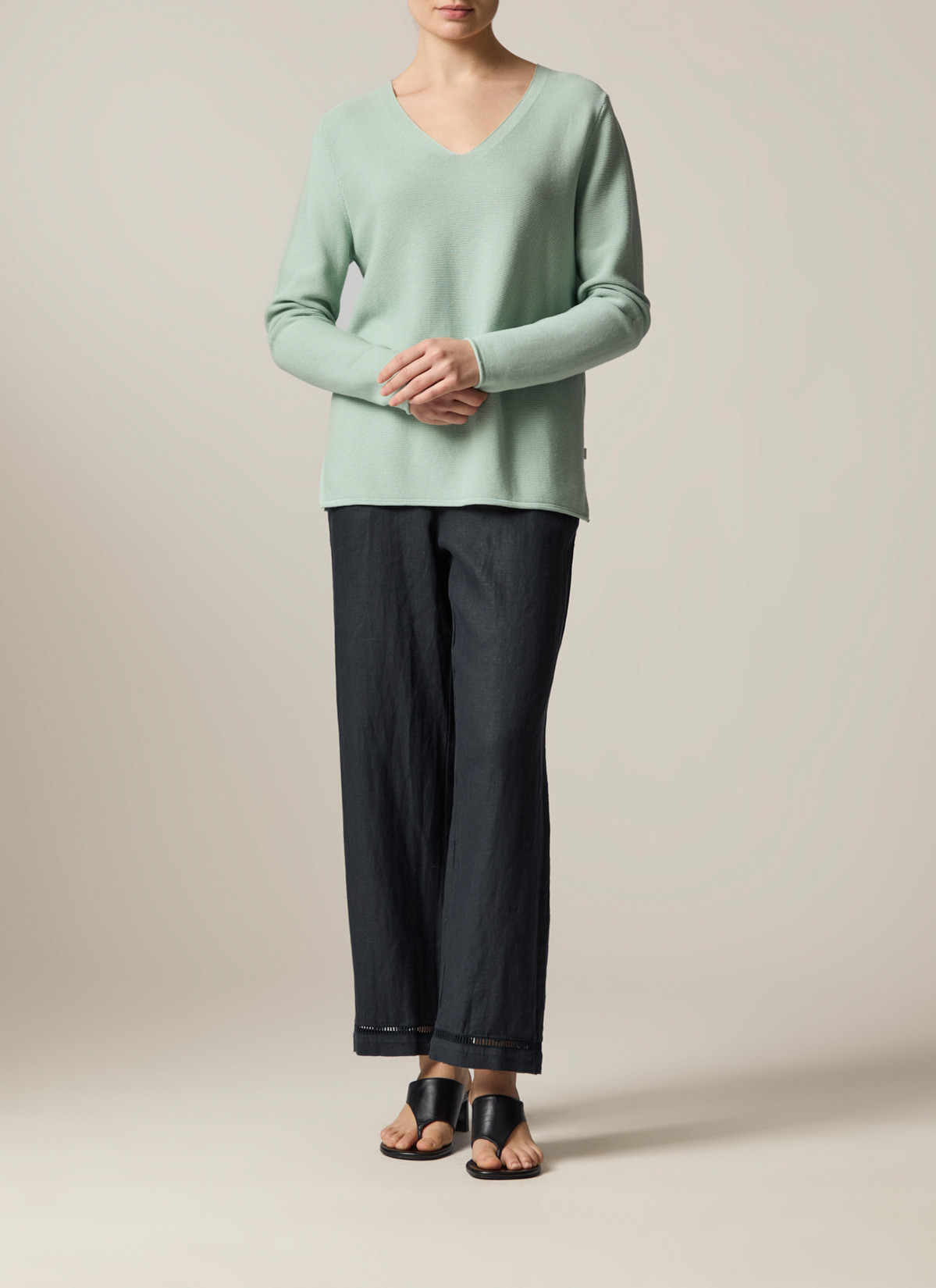 Pullover V-Ausschnitt 1/1 Arm, Light Aqua Detailansicht 2