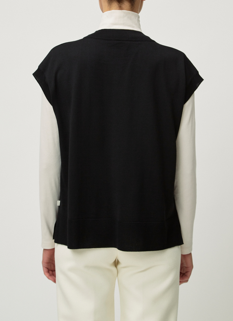 Shirt Polohemd, Knopf 1/2 Arm, Black Rückansicht