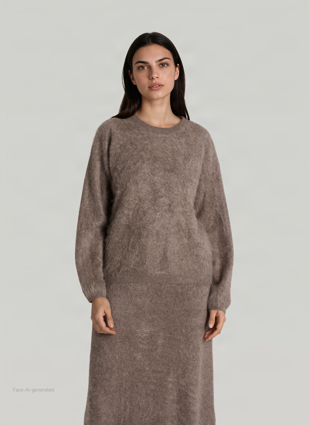 Pullover Rundhals 1/1 Arm, Taupe Grey Detailansicht 2