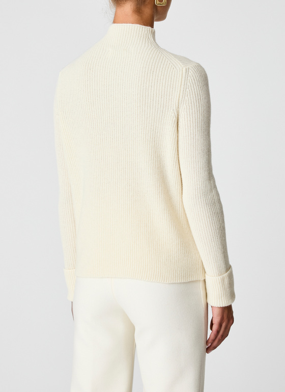Pullover Stehkragen 1/1 Arm New White Frontansicht