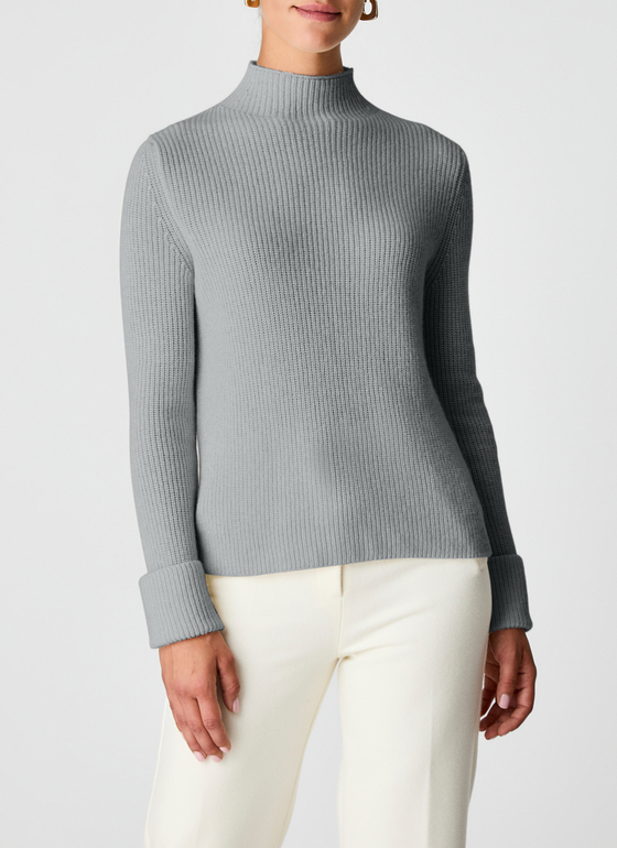 Pullover Stehkragen 1/1 Arm Granite Grey Frontansicht