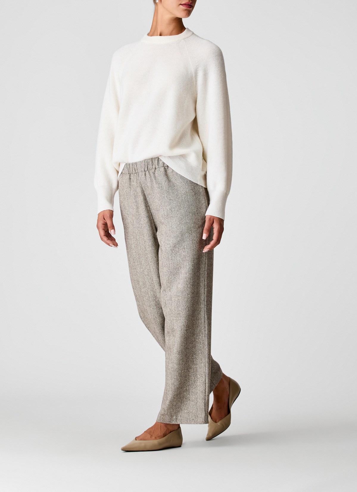 Pullover Rundhals 1/1 Arm, New White Detailansicht 2