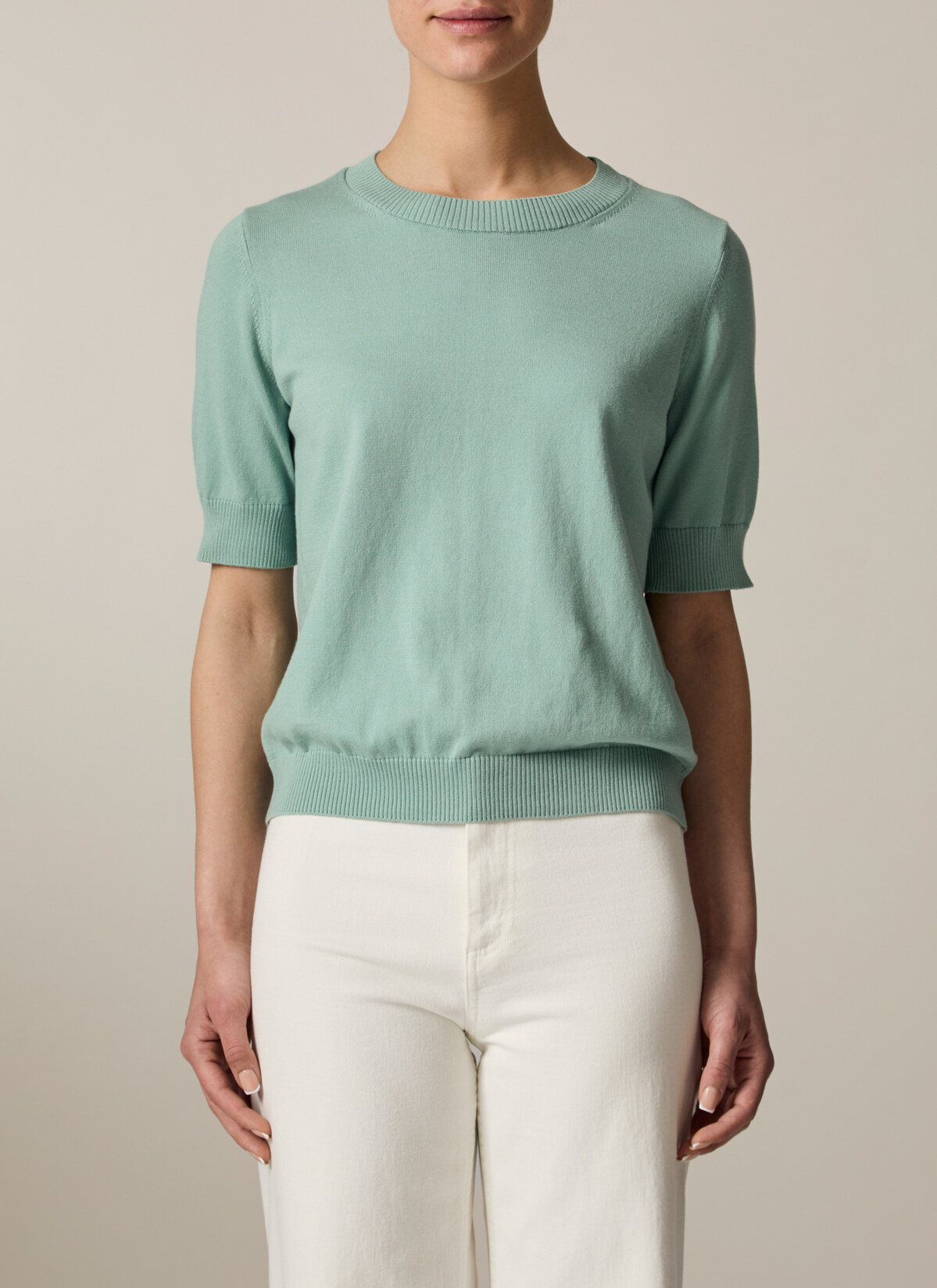 Pullover Rundhals 1/2 Arm, Light Aqua Detailansicht 1