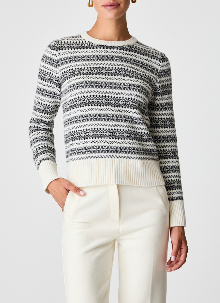 RundhalspulloverNew White Frontansicht