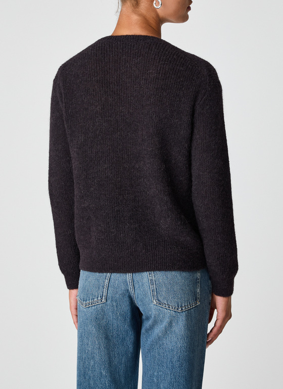 Pullover Rundhals 1/1 Arm Dark Espresso Frontansicht