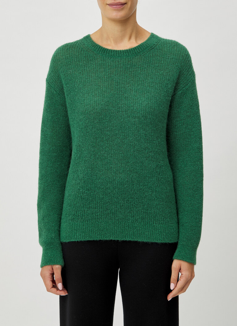 Pullover Rundhals 1/1 Arm, Bottle Green Frontansicht