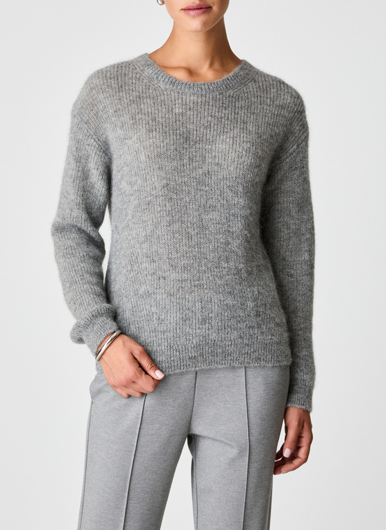 Pullover Rundhals 1/1 Arm Granite Grey Frontansicht