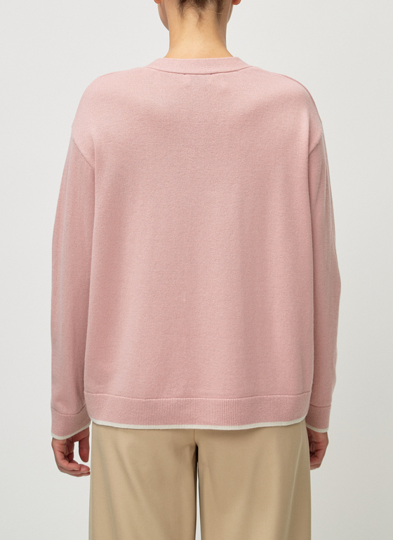 Pullover V-Ausschnitt 1/1 Arm Rosé Frontansicht