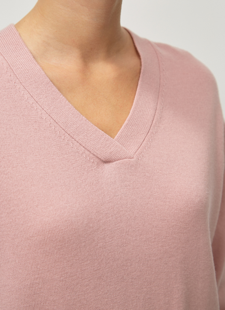 Pullover V-Ausschnitt 1/1 Arm, Rosé Detailansicht 1