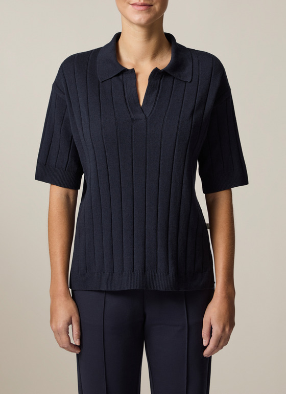 Pullover Polo 1/2 Arm Navy Frontansicht