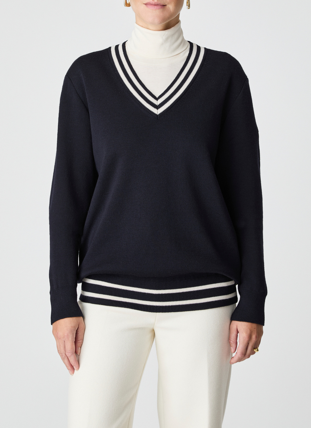 Pullover V-Ausschnitt 1/1 Arm, Navy Detailansicht 1