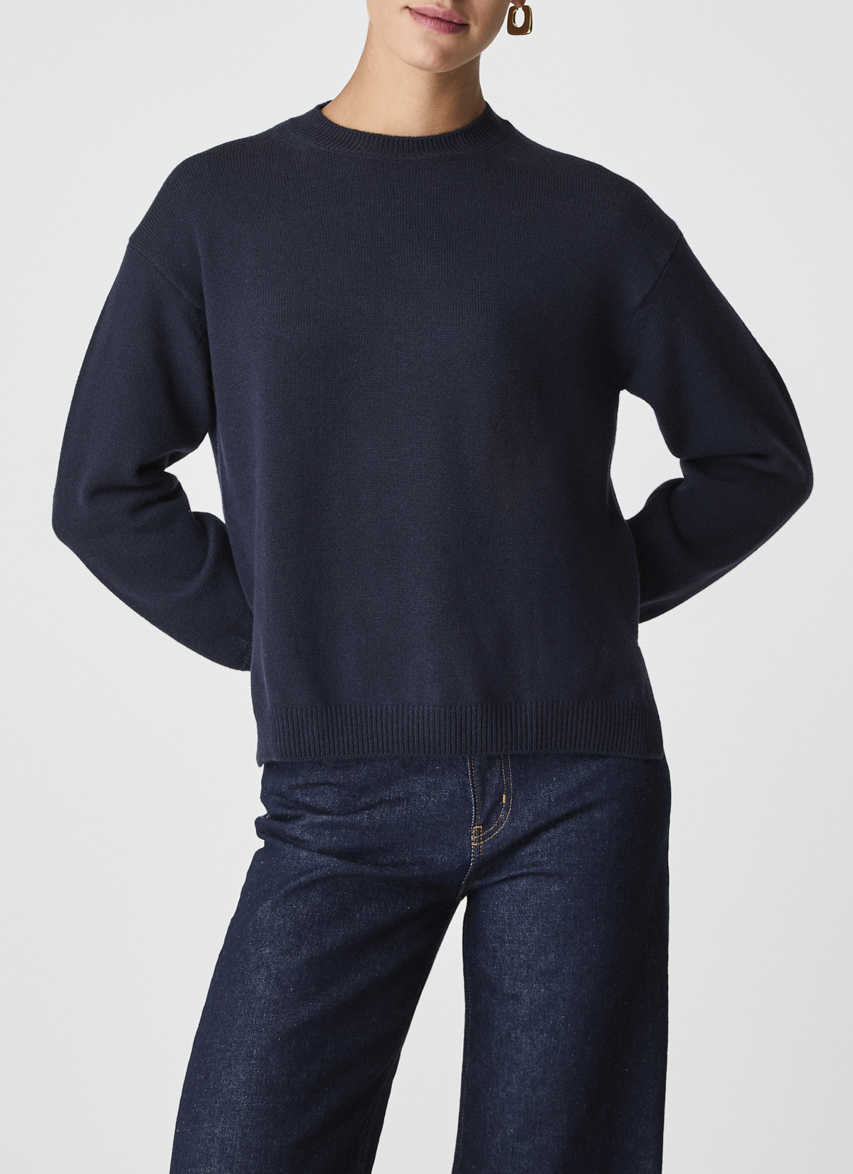 Pullover Rundhals 1/1 Arm, Navy Detailansicht 1