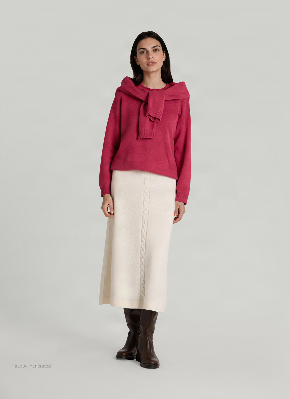 Pullover Rundhals 1/1 Arm, Peony Red Detailansicht 2