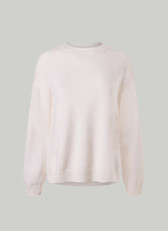 Pullover Rundhals 1/1 Arm New White Frontansicht