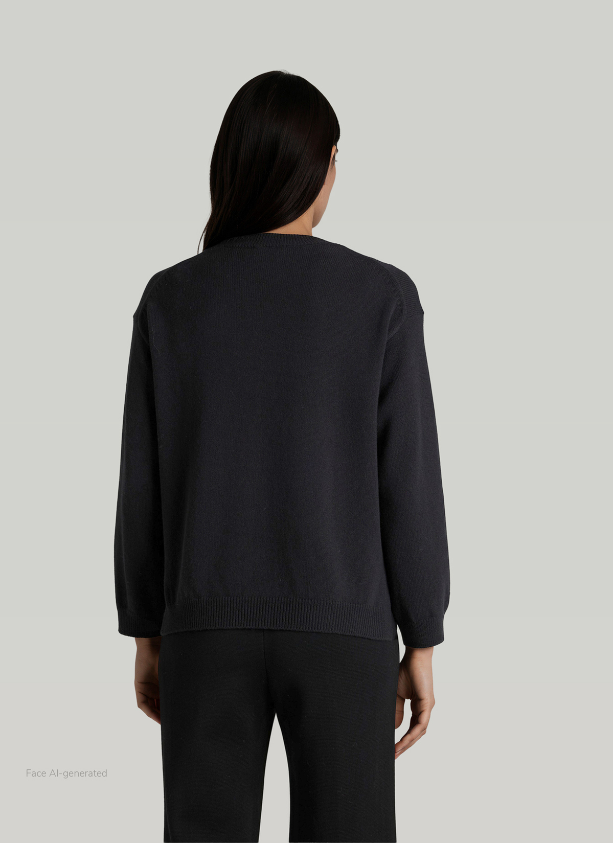 Pullover Rundhals 1/1 Arm, Black Rückansicht